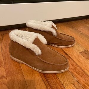 Open walk suede ankle boots, inspired by Loro Piana, 7.5 size